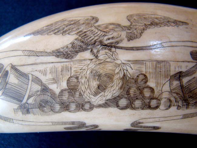 A Civil War era scrimshawed Whale's Tooth depicting the CSS 'Nashville' capturing and burning the 'Harvey Birch' circa 1861. — image 3